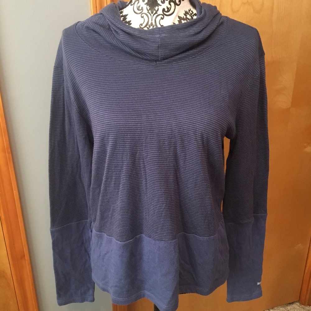 M Columbia Mock Neck Striped Long Sleeve